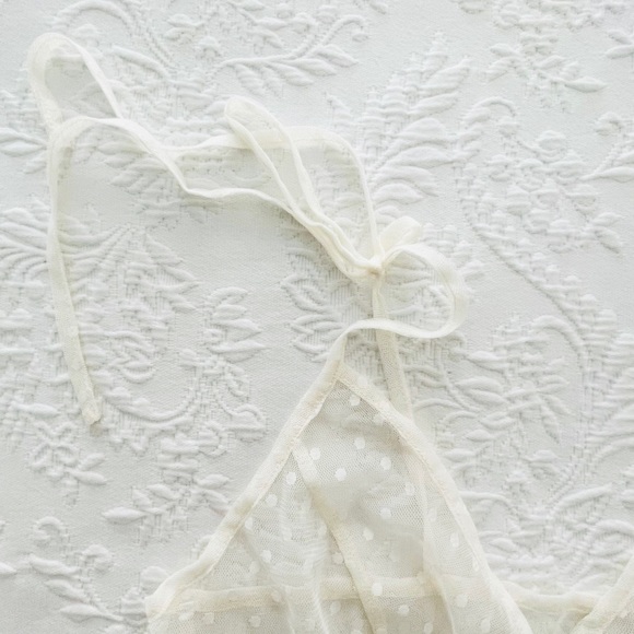 NWOT Lulus Cruise to Catalina Ivory Swiss Dot Sheer Maxi Swim Cover-Up Small - Picture 8 of 14